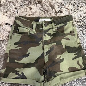 KanCan Olive Green Camo Jean Shorts